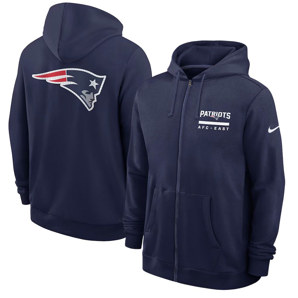 Men 2026 NFL New England Patriots zip-up hoodie Blue 01->new england patriots->NFL Jersey
